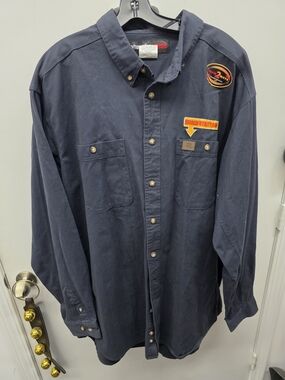 Wrangler Navy Work Shirt with Red Riggs Logo